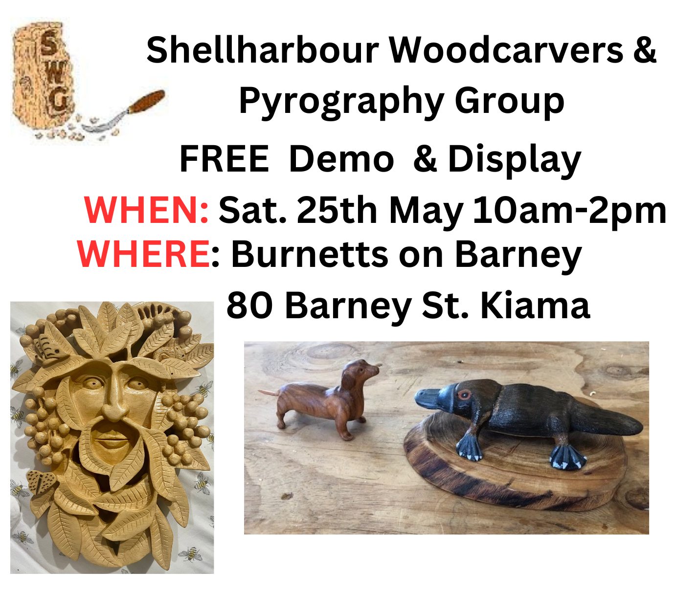 Shellharbour Wood Carvers & Pyrography Group Free Demo and Display ...